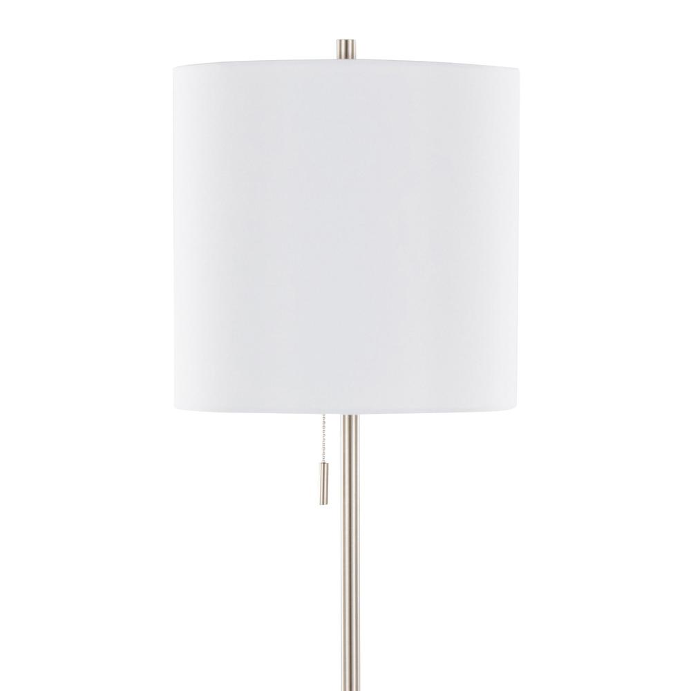 Brushed Nickel, White Linen Cone 64" Metal Floor Lamp. Picture 3