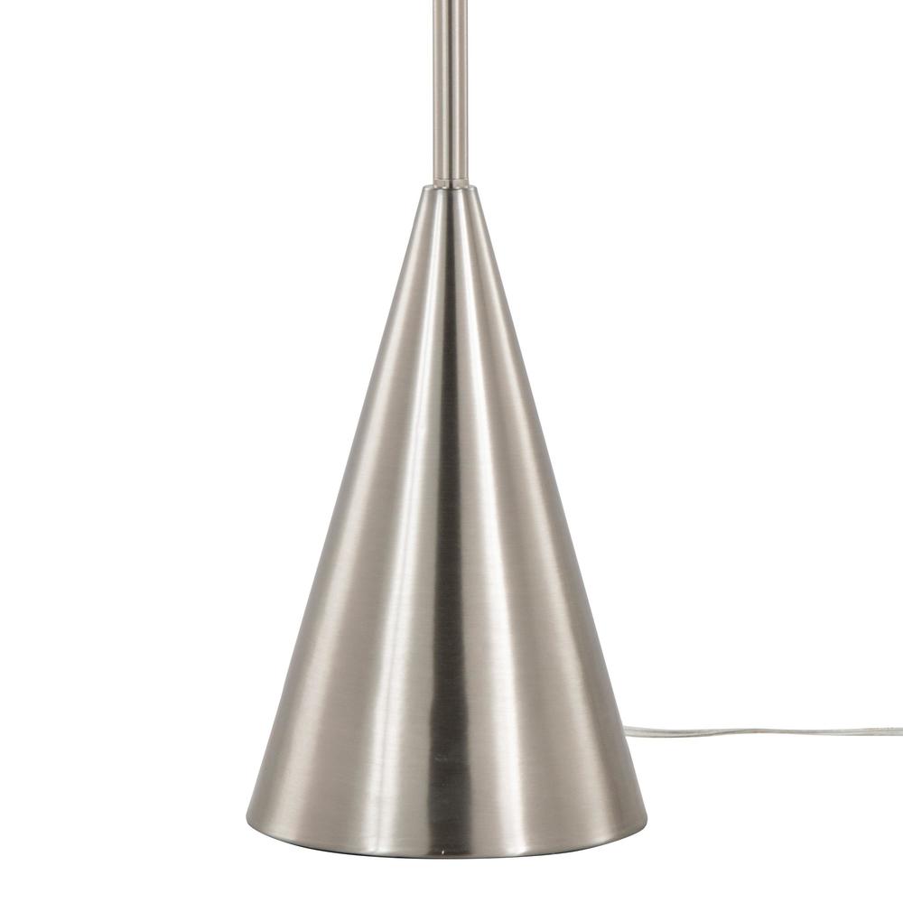Brushed Nickel, White Linen Cone 64" Metal Floor Lamp. Picture 4
