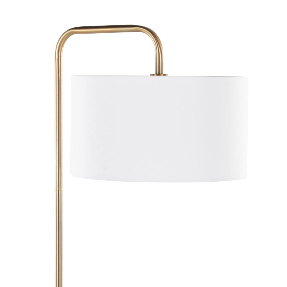 Gold Metal, White Linen Puck 63.75" Metal Floor Lamp. Picture 7