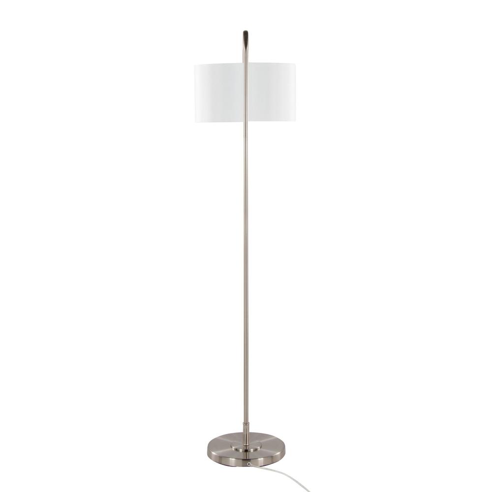 Brushed Nickel, White Linen Puck 63" Metal Floor Lamp. Picture 5