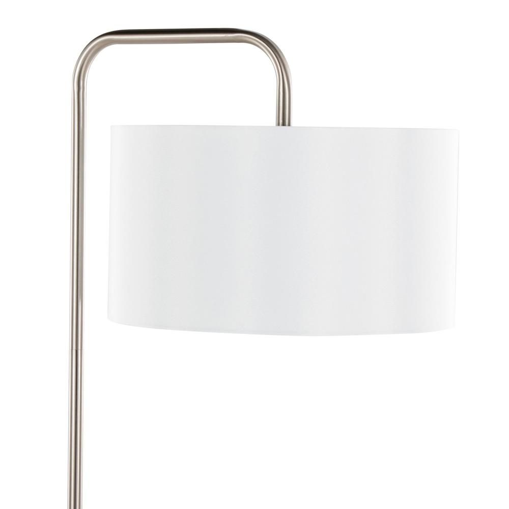 Brushed Nickel, White Linen Puck 63" Metal Floor Lamp. Picture 7
