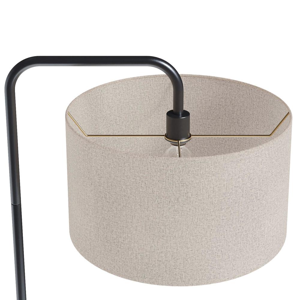 Oil Rubbed Bronze, Beige Linen Puck 63" Metal Floor Lamp. Picture 4