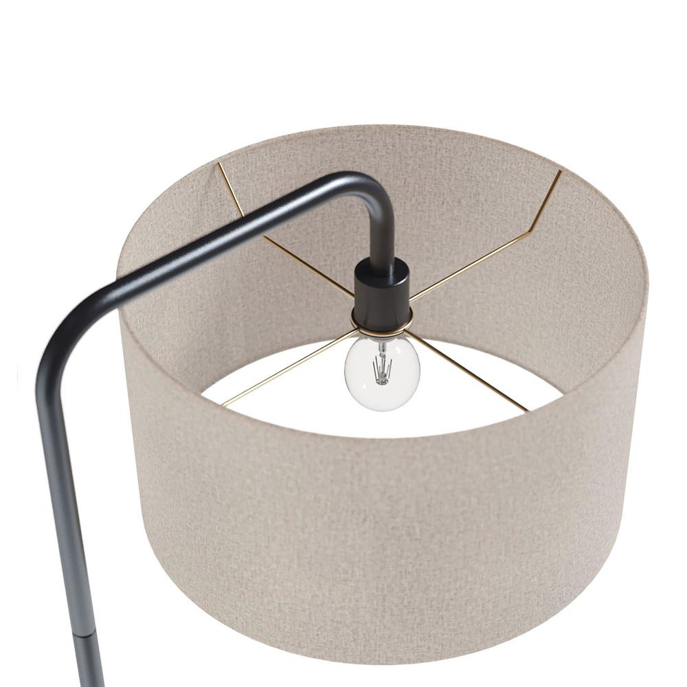 Oil Rubbed Bronze, Beige Linen Puck 63" Metal Floor Lamp. Picture 5