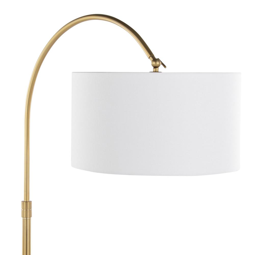 Gold Metal, White Linen Salon Reader 63" Metal Floor Lamp. Picture 7