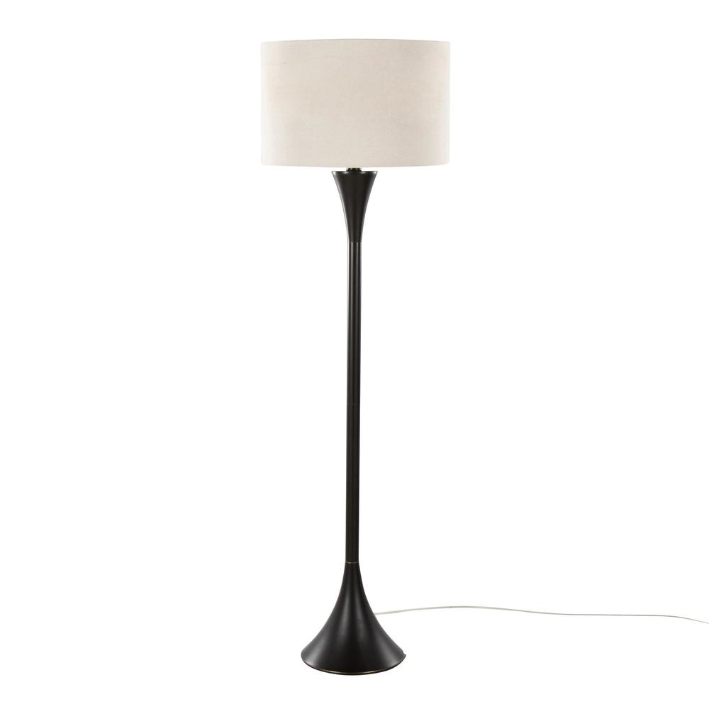 Oil Rubbed Bronze, Natural Linen Lenuxe 65" Metal Floor Lamp. Picture 1