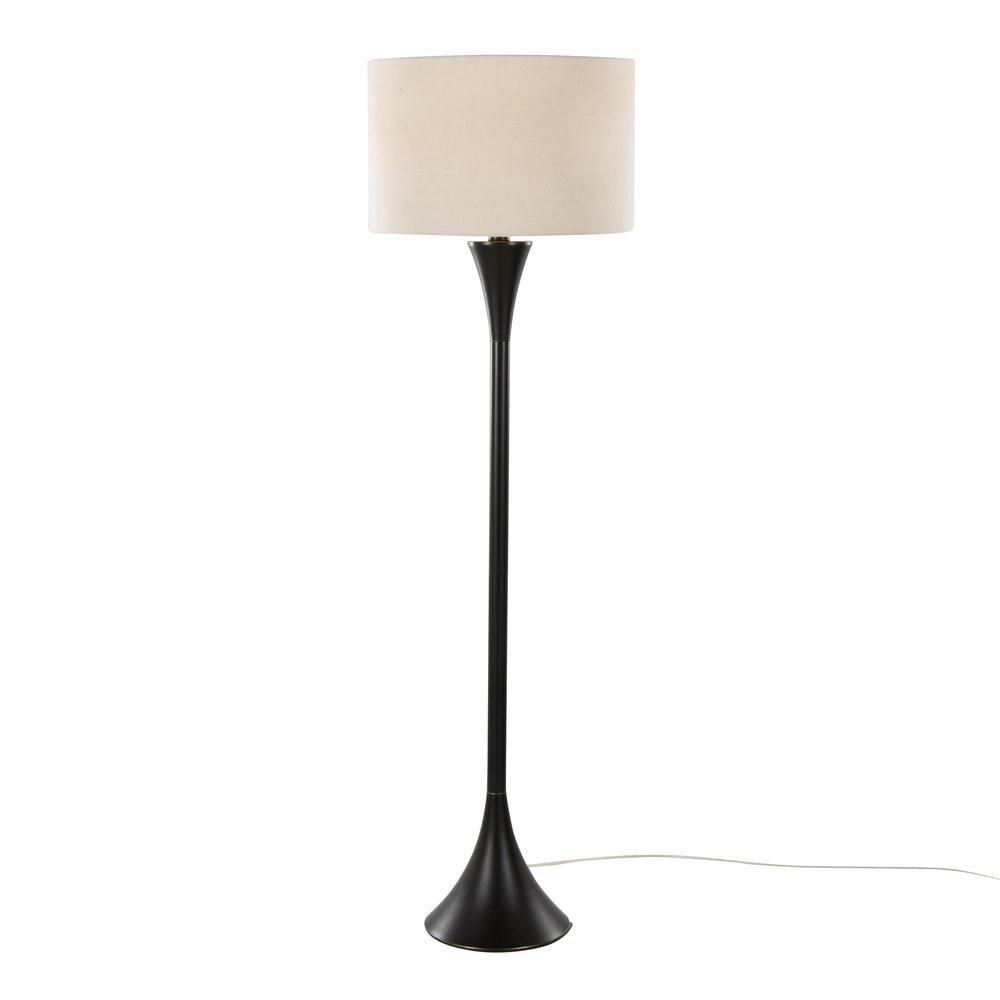 Oil Rubbed Bronze, Natural Linen Lenuxe 65" Metal Floor Lamp. Picture 2
