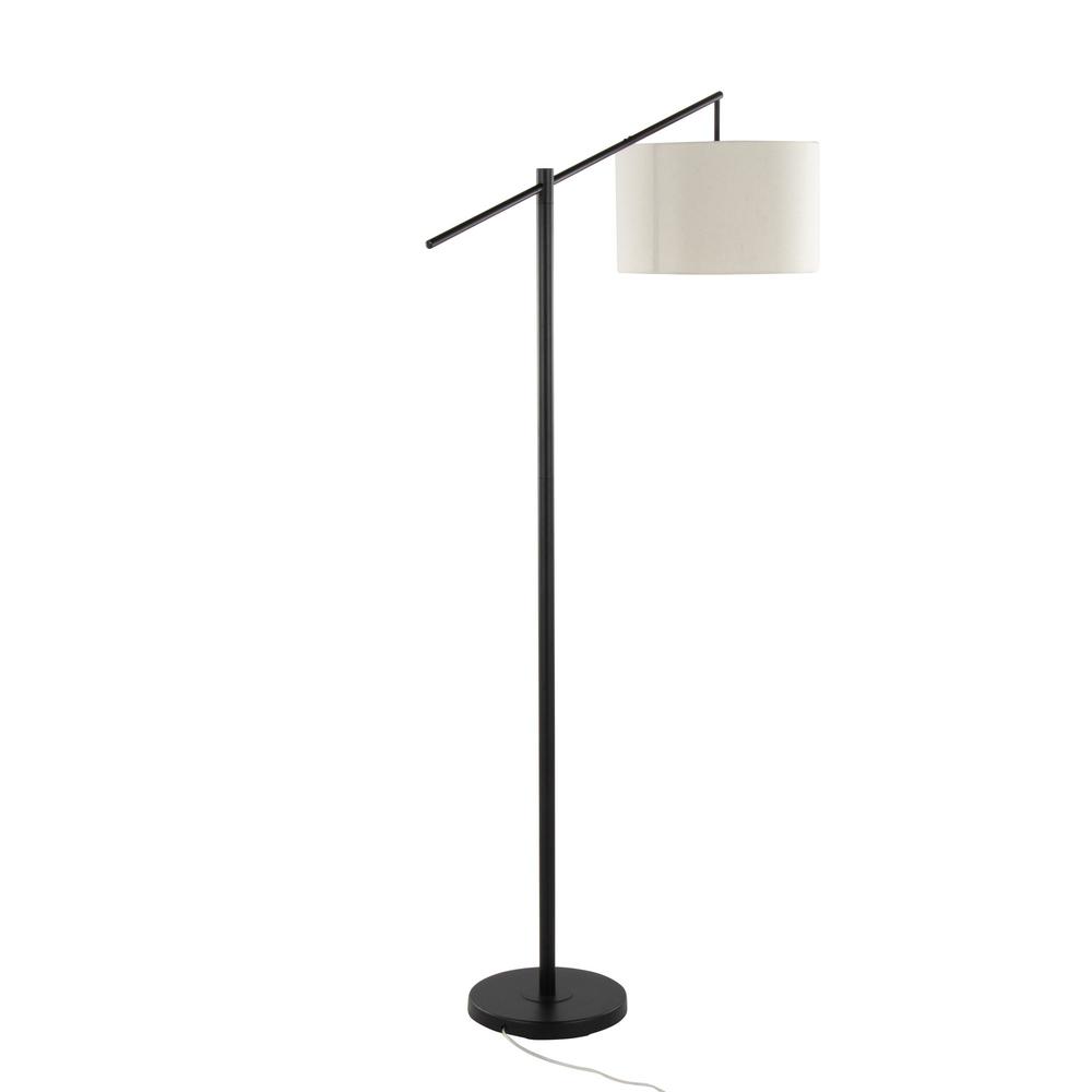 Matte Black Metal, Natural Linen Casper 69" Metal Floor Lamp. Picture 4