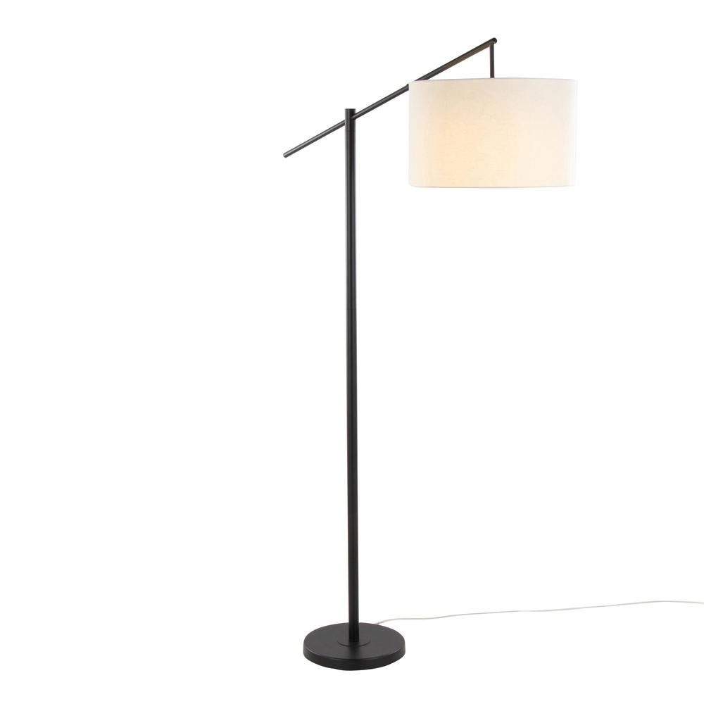 Matte Black Metal, Natural Linen Casper 69" Metal Floor Lamp. Picture 2