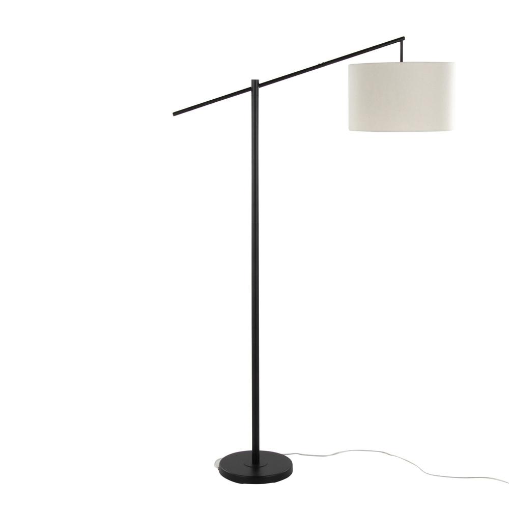 Matte Black Metal, Natural Linen Casper 69" Metal Floor Lamp. Picture 3