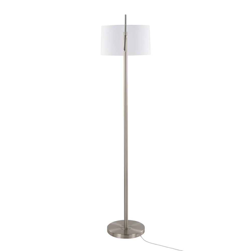Brushed Nickel, Off-White Linen Casper 69" Metal Floor Lamp. Picture 5