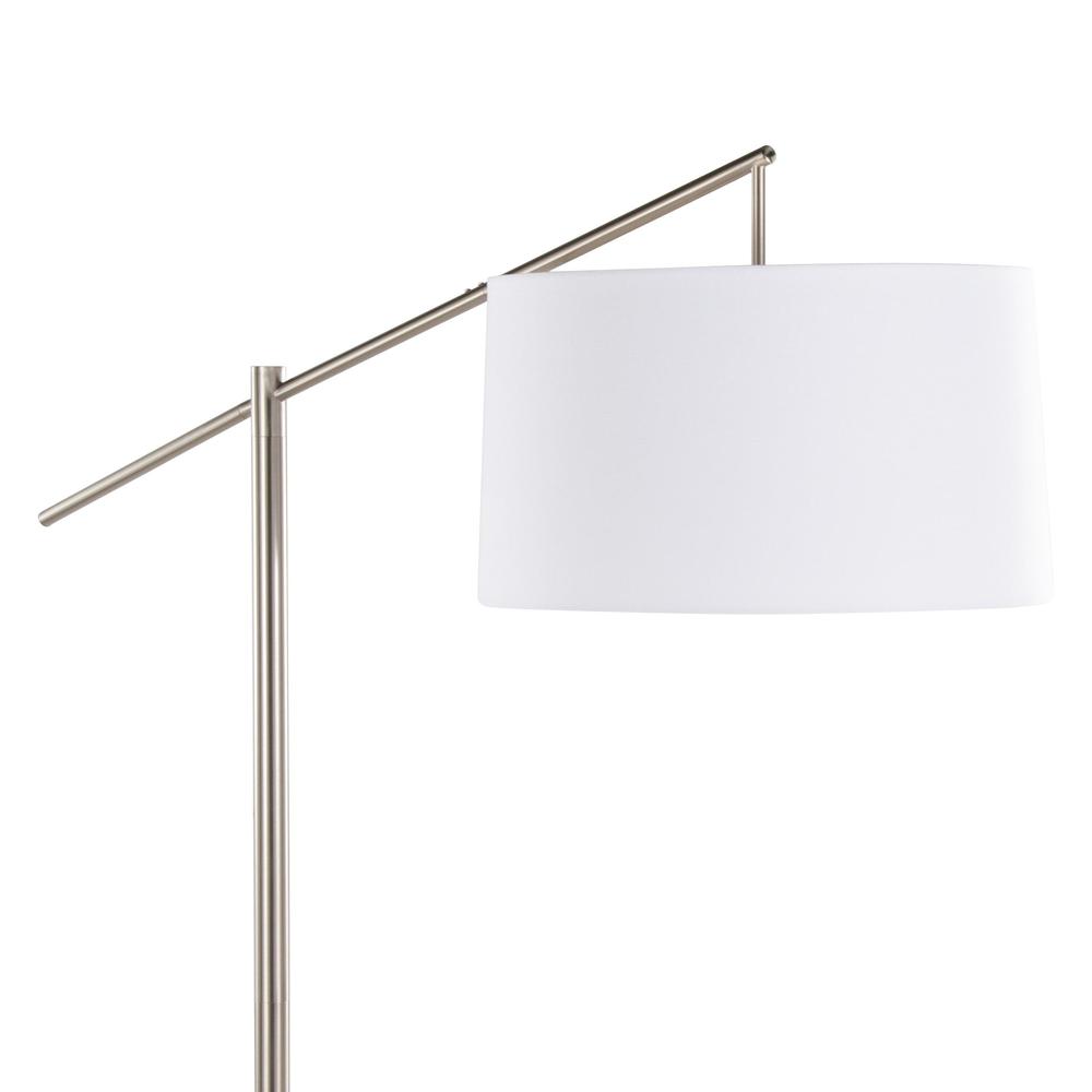 Brushed Nickel, Off-White Linen Casper 69" Metal Floor Lamp. Picture 7