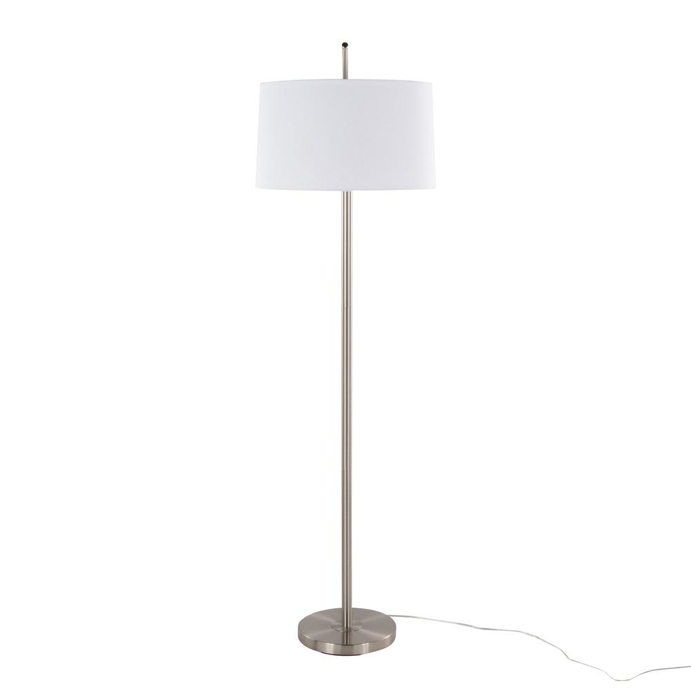 Brushed Nickel, Off-White Linen Casper 69" Metal Floor Lamp. Picture 6