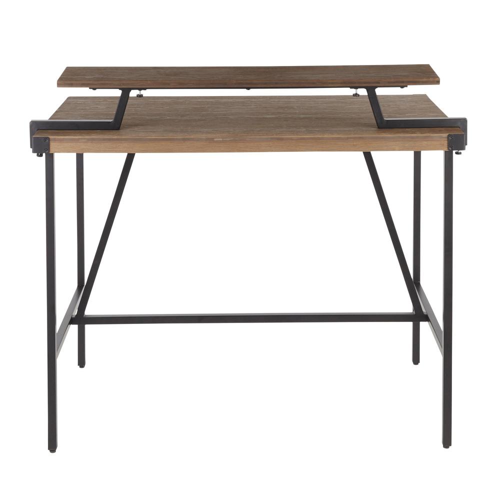 Black Metal, Brown Bamboo Gia Counter Table. Picture 4