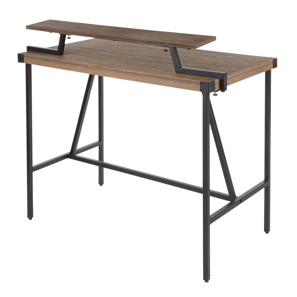Black Metal, Brown Bamboo Gia Counter Table. Picture 3