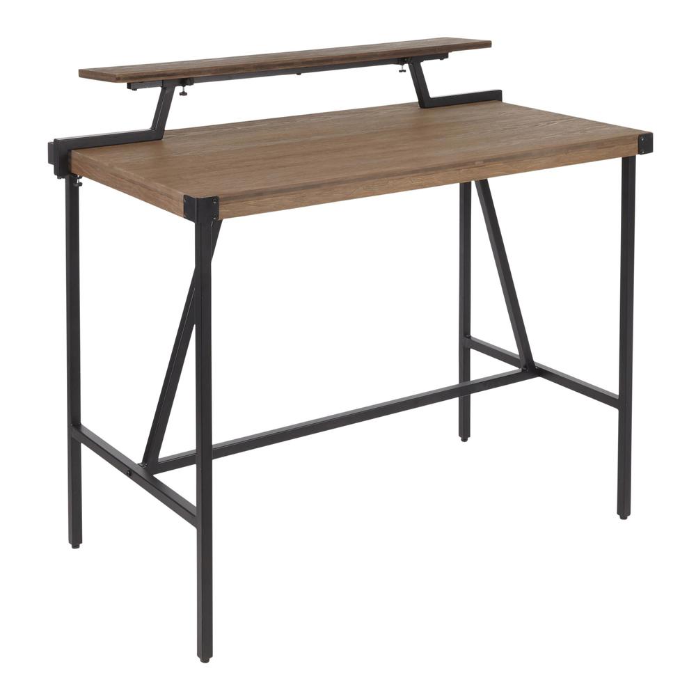 Black Metal, Brown Bamboo Gia Counter Table. Picture 1