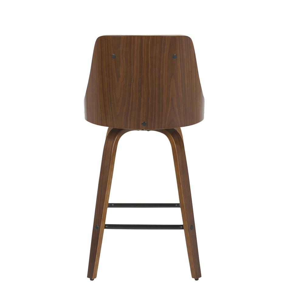 Walnut Wood, Cream PU, Black Metal Gianna Counter Stool - Set of 2. Picture 5