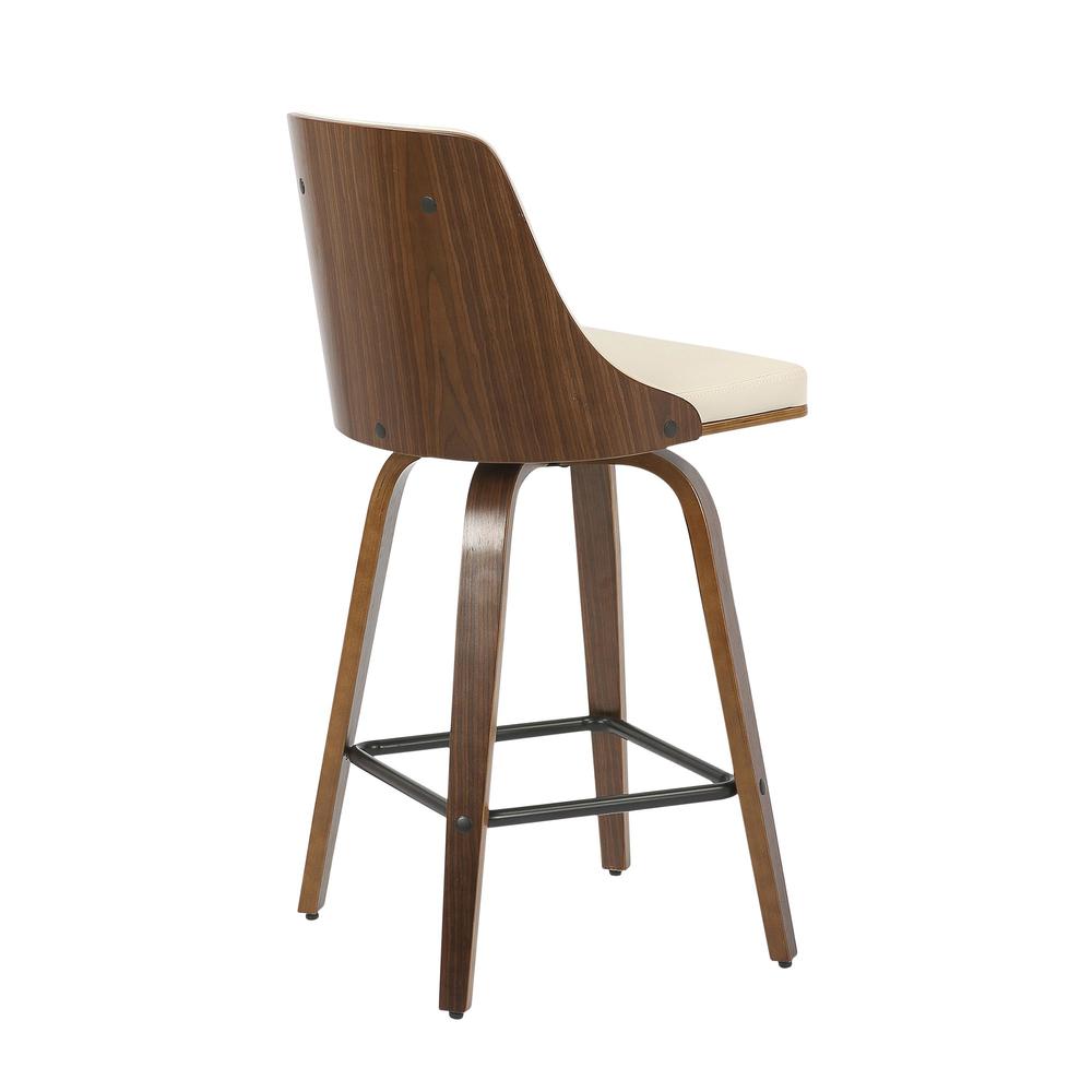 Walnut Wood, Cream PU, Black Metal Gianna Counter Stool - Set of 2. Picture 4