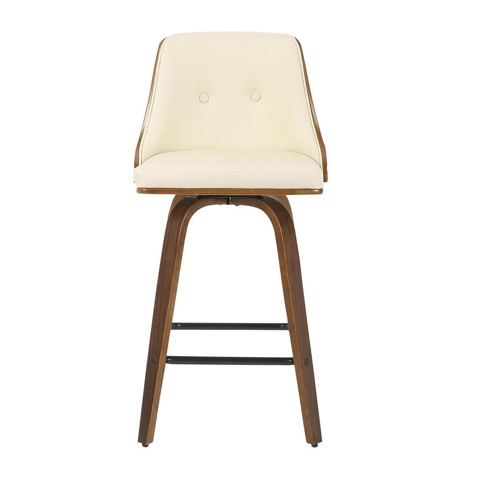 Walnut Wood, Cream PU, Black Metal Gianna Counter Stool - Set of 2. Picture 6