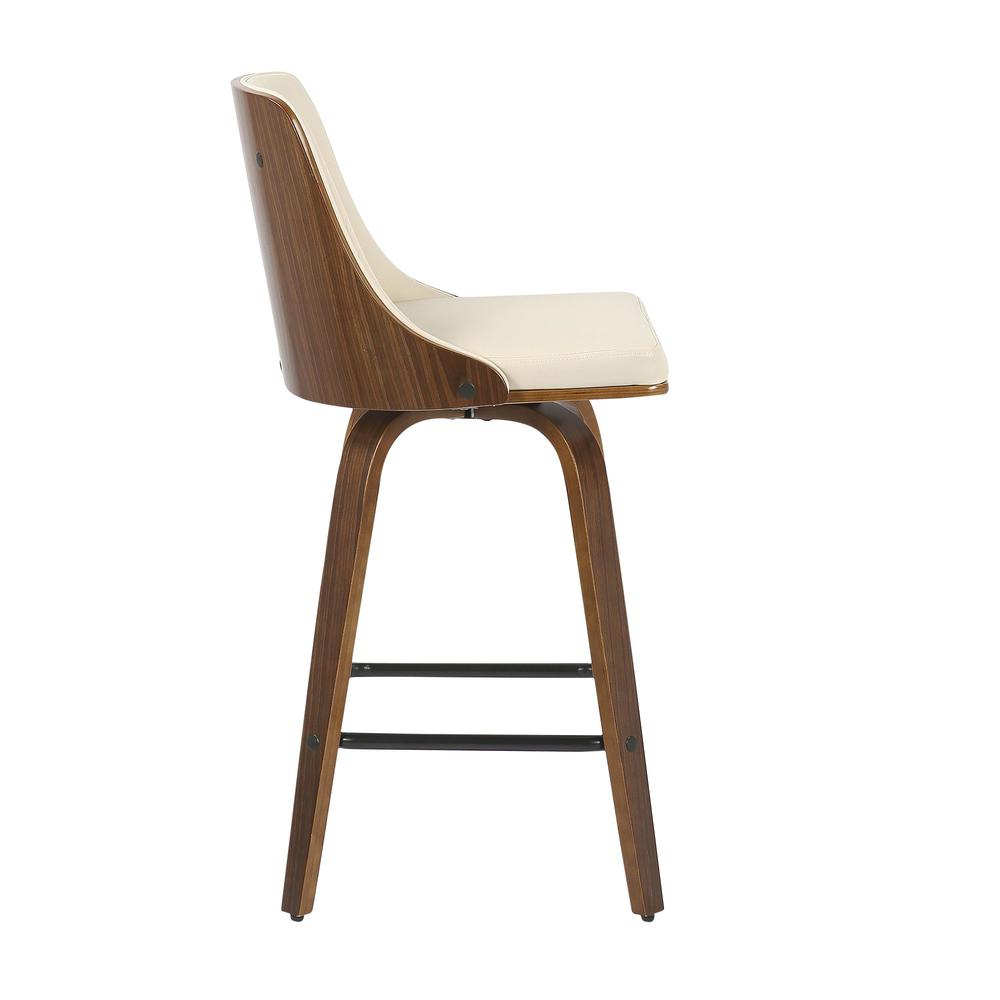 Walnut Wood, Cream PU, Black Metal Gianna Counter Stool - Set of 2. Picture 3