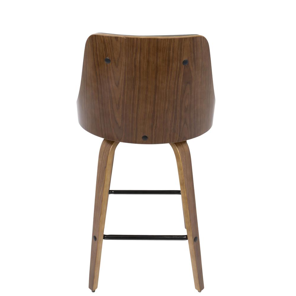 Walnut Wood, Grey PU, Black Metal Gianna Counter Stool - Set of 2. Picture 6