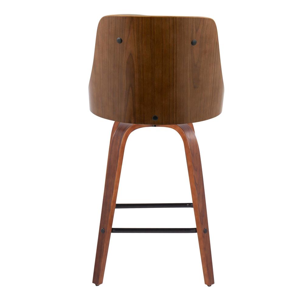 Walnut Wood, Light Grey PU, Black Metal Gianna Counter Stool - Set of 2. Picture 5