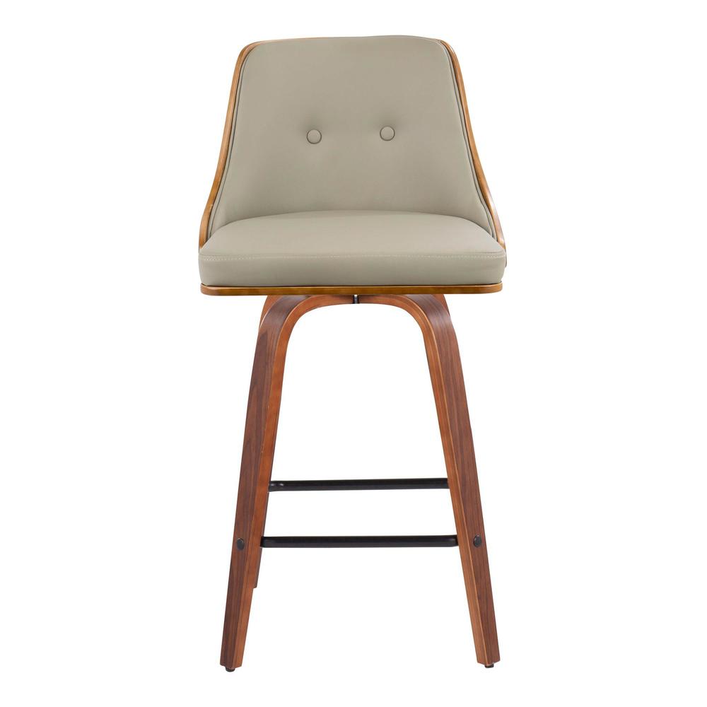 Walnut Wood, Light Grey PU, Black Metal Gianna Counter Stool - Set of 2. Picture 6