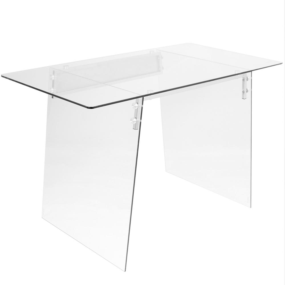 Clear, Chrome Glacier Office Desk. Picture 1