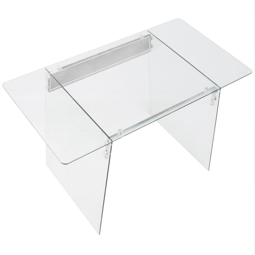 Clear, Chrome Glacier Office Desk. Picture 6