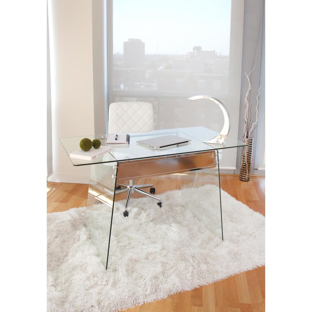 Clear, Chrome Glacier Office Desk. Picture 9