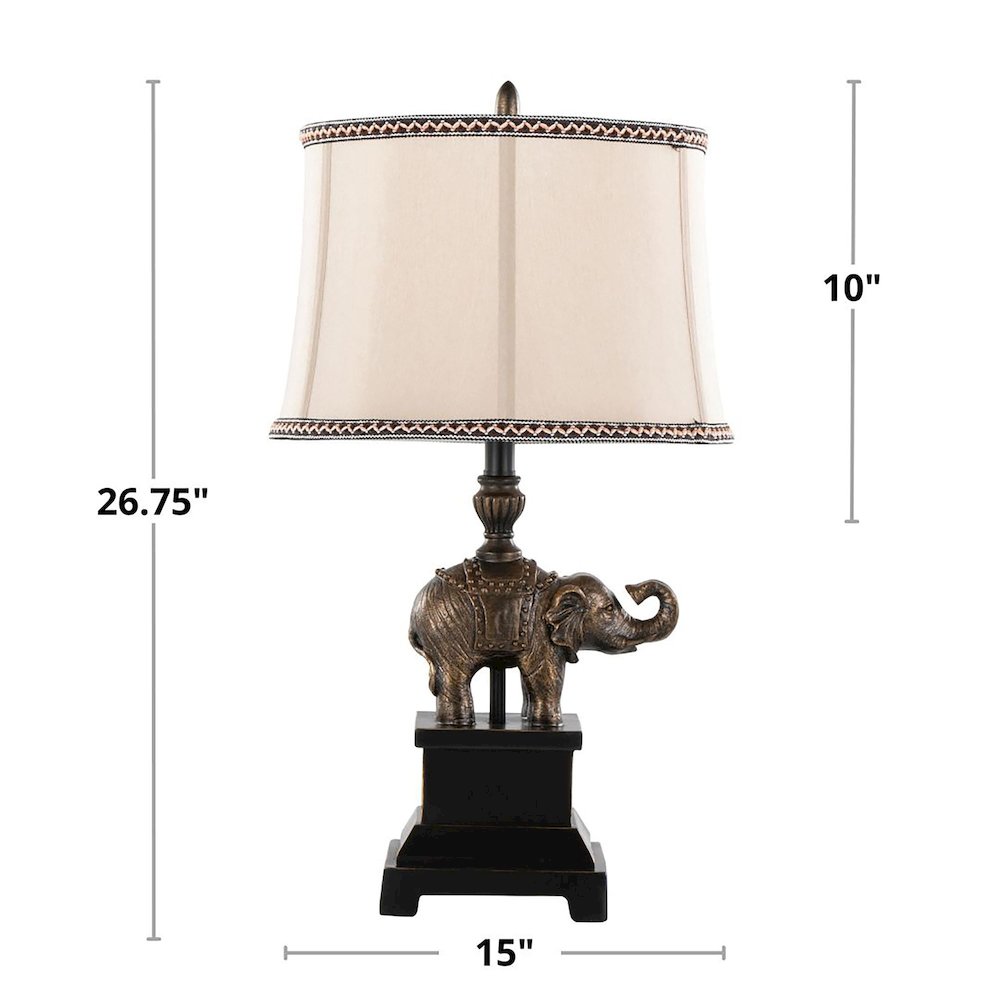 Elephant 27" Polyresin Table Lamp - Set of 2. Picture 6