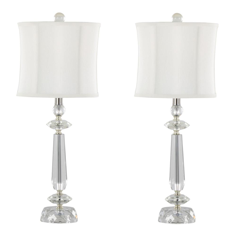 Clear Karat 25.5" Crystal Table Lamp - Set of 2. Picture 1