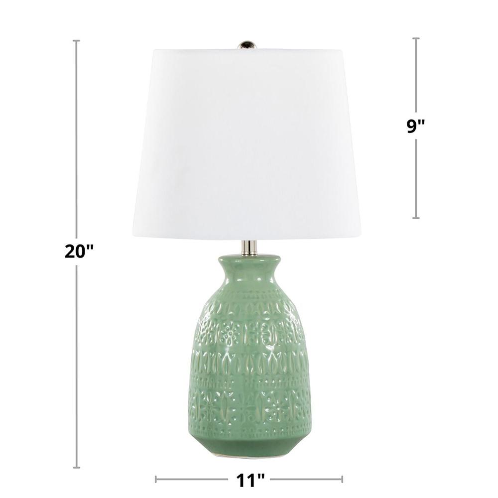 Green Claudia 20" Ceramic Accent Lamp - Set of 2. Picture 5