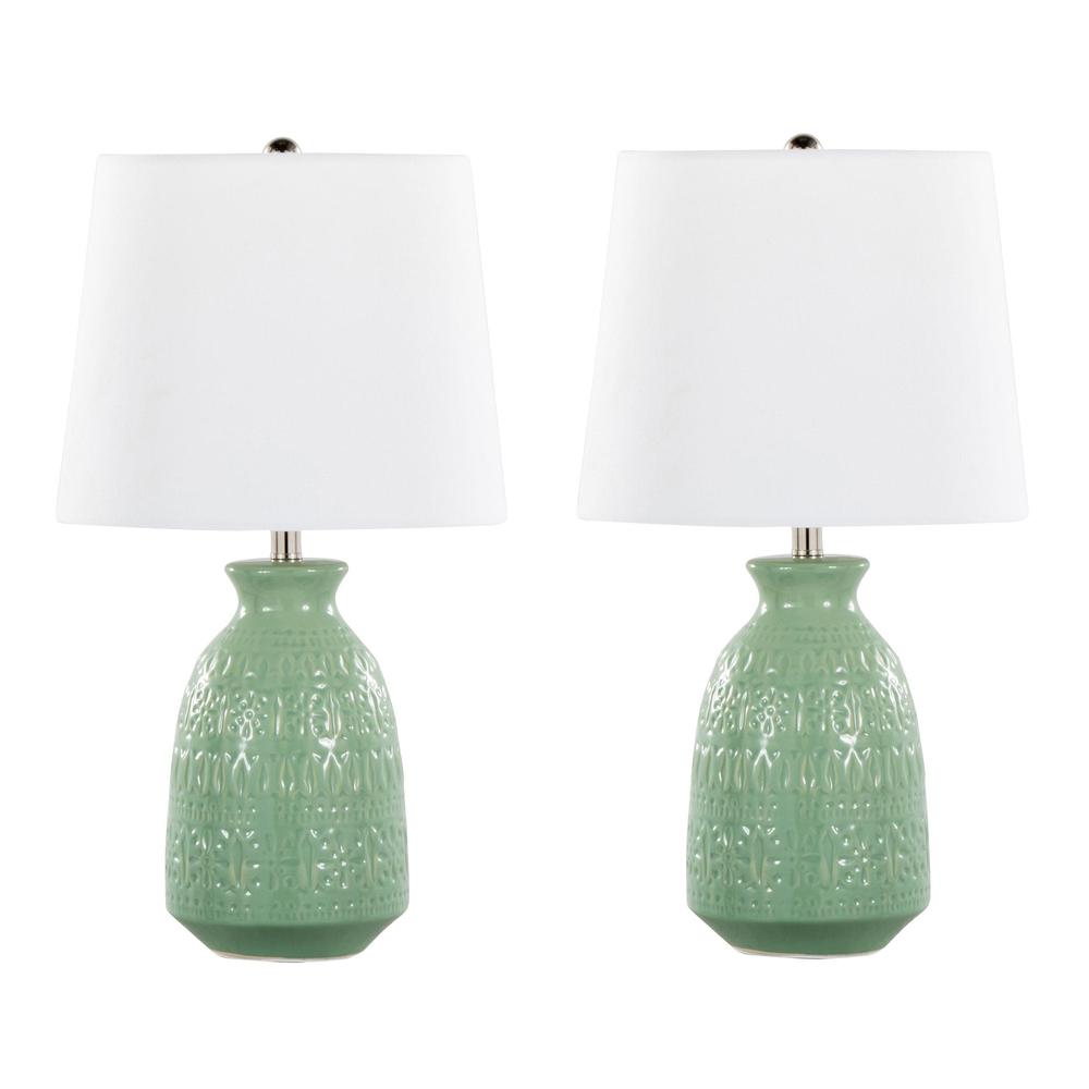 Green Claudia 20" Ceramic Accent Lamp - Set of 2. Picture 1