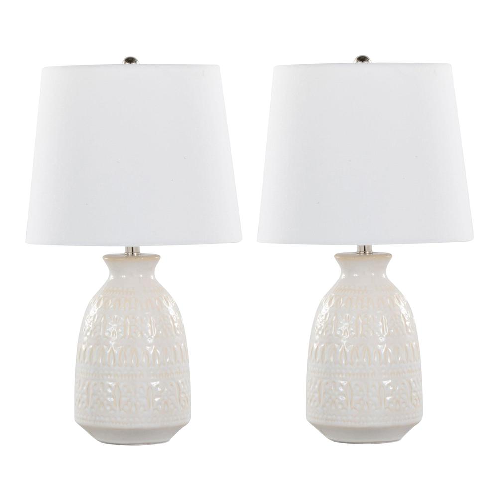 White Claudia 20" Ceramic Accent Lamp - Set of 2. Picture 1