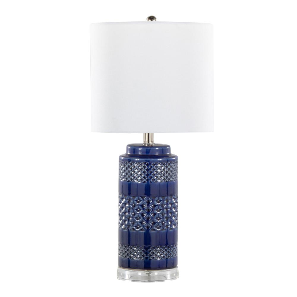 Blue Casa 21" Ceramic Table Lamp - Set of 2. Picture 3