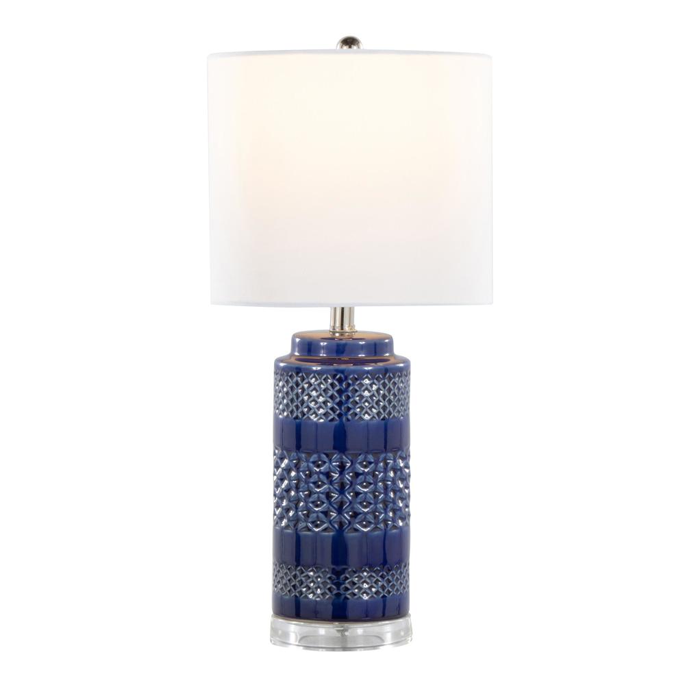 Blue Casa 21" Ceramic Table Lamp - Set of 2. Picture 2