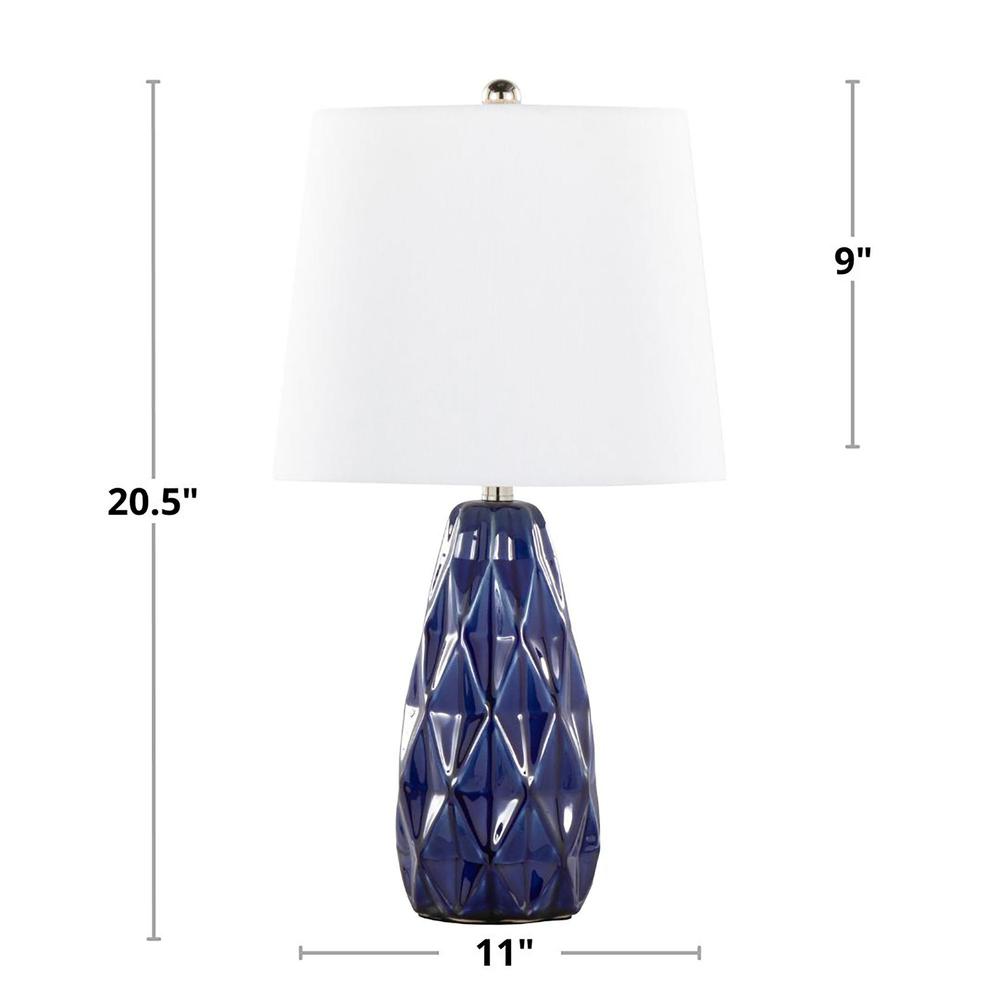 Blue Hex 20" Ceramic Accent Lamp - Set of 2. Picture 4