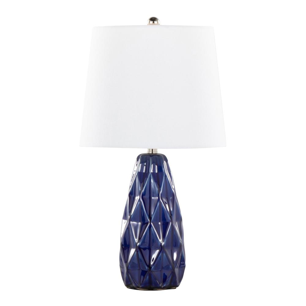 Blue Hex 20" Ceramic Accent Lamp - Set of 2. Picture 3