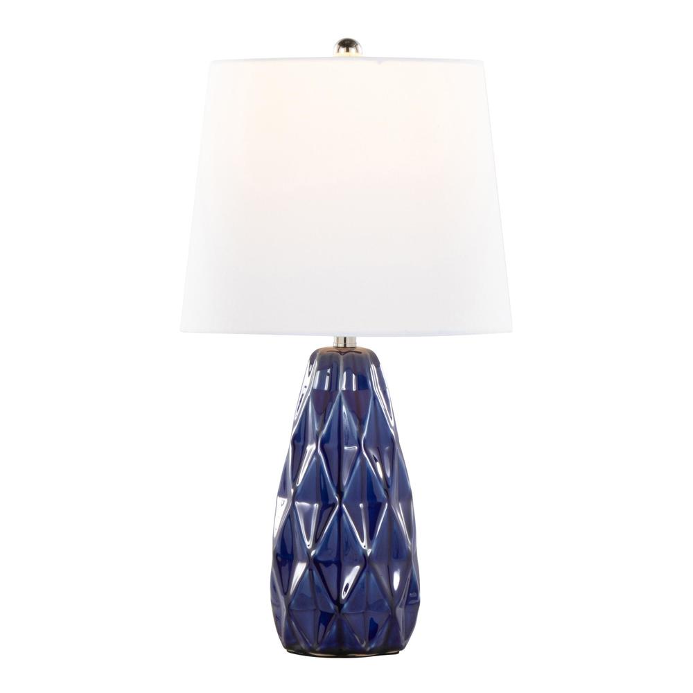 Blue Hex 20" Ceramic Accent Lamp - Set of 2. Picture 2