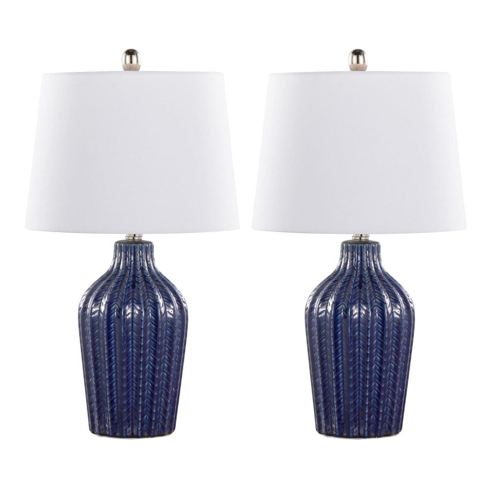 Blue Rockwell 23" Ceramic Table Lamp - Set of 2. Picture 1