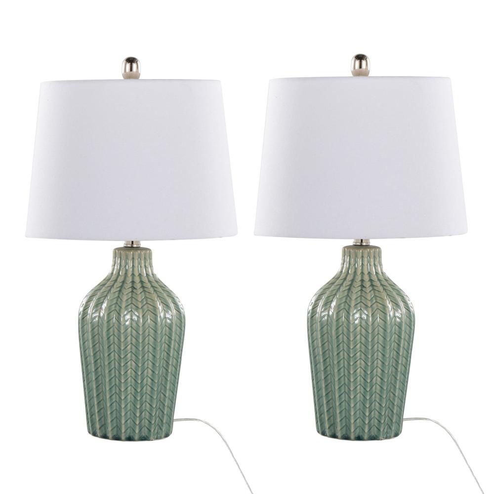 Grey Rockwell 23" Ceramic Table Lamp - Set of 2. Picture 1