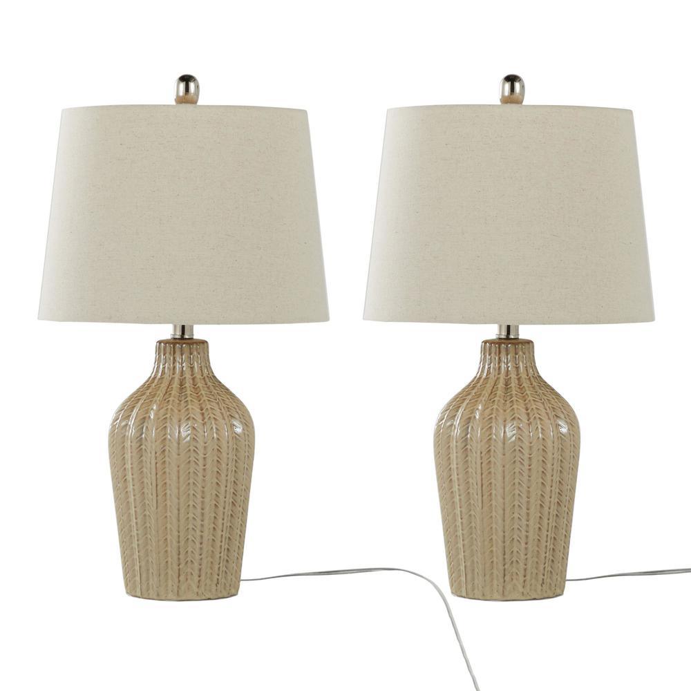 Beige Rockwell 23" Ceramic Table Lamp - Set of 2. Picture 1
