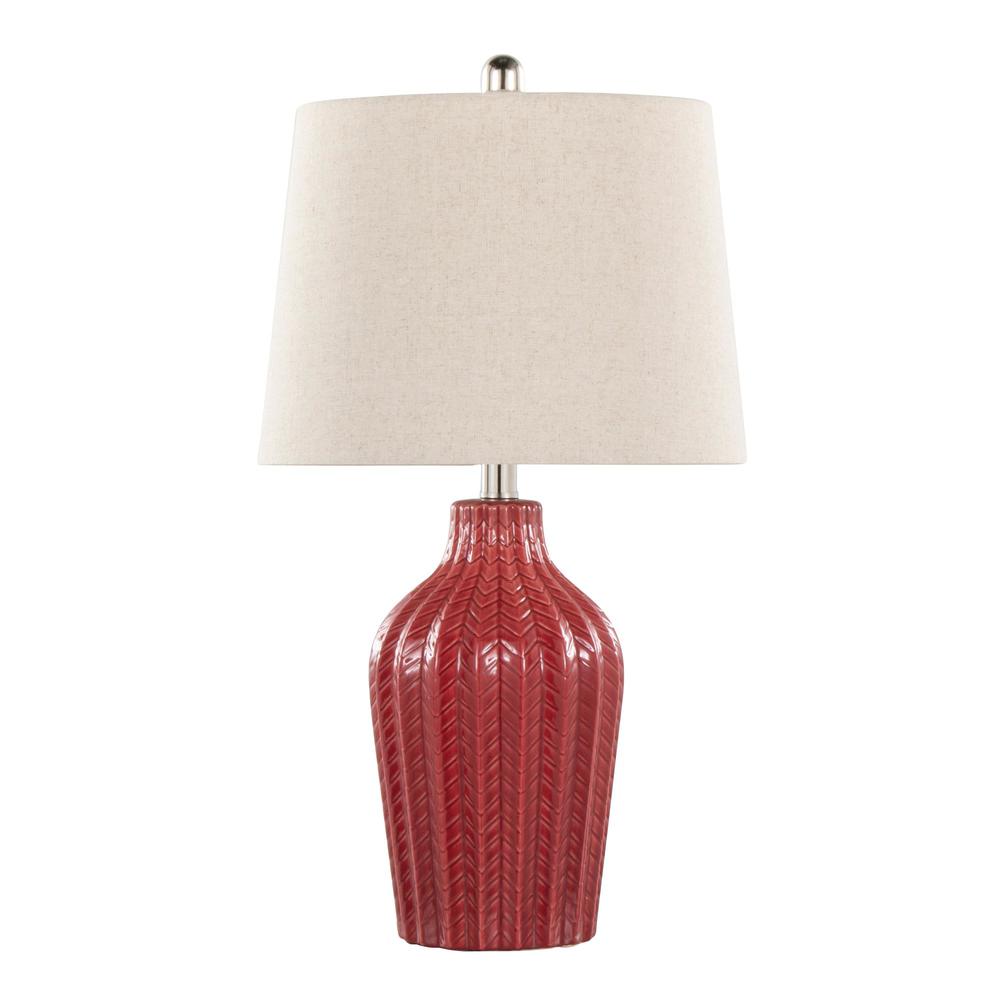 Red Rockwell 23" Ceramic Table Lamp - Set of 2. Picture 3