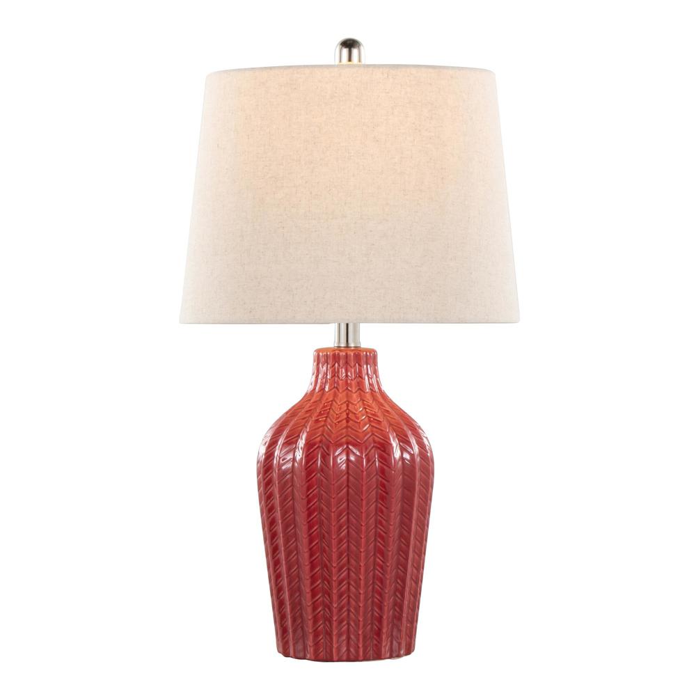 Red Rockwell 23" Ceramic Table Lamp - Set of 2. Picture 2