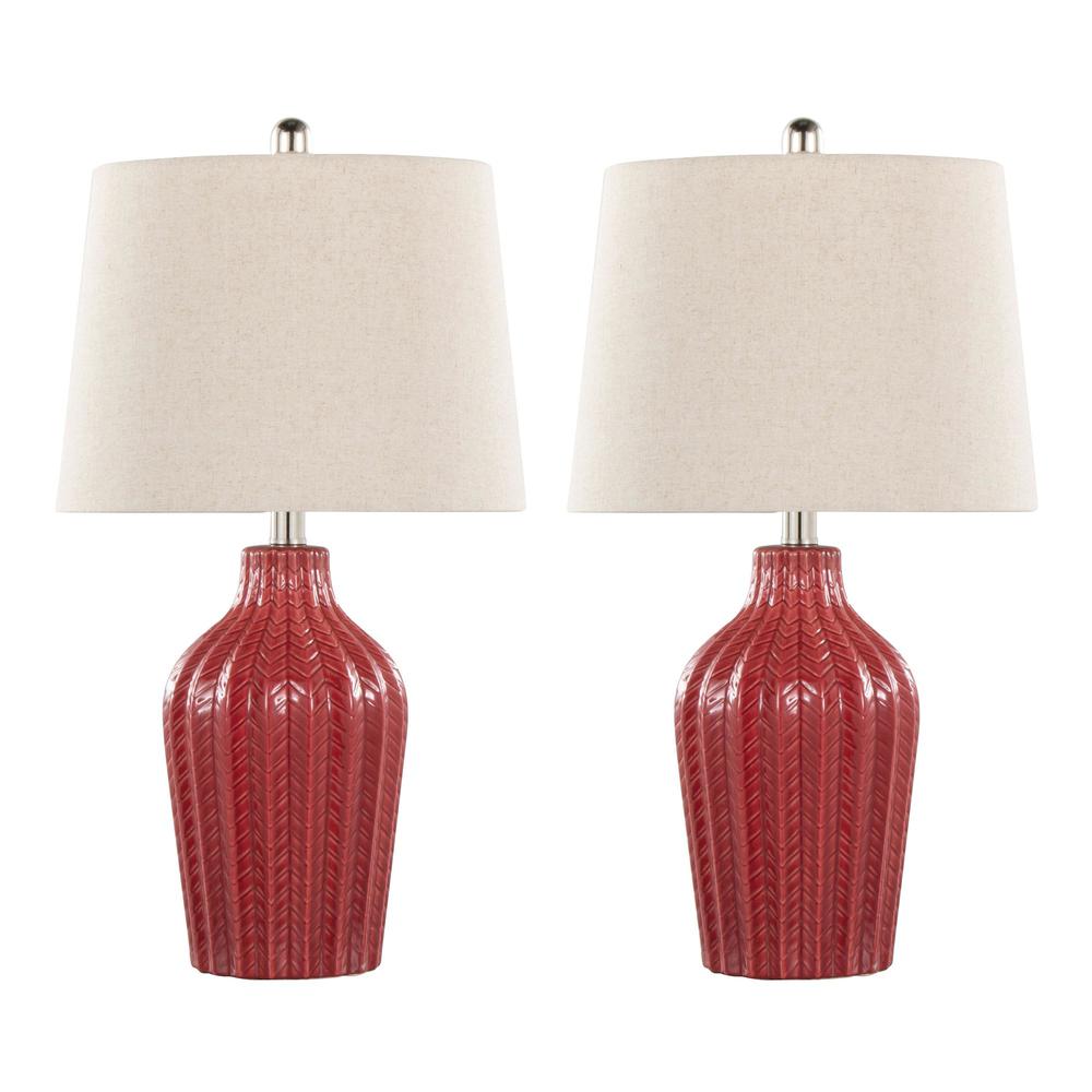 Red Rockwell 23" Ceramic Table Lamp - Set of 2. Picture 1