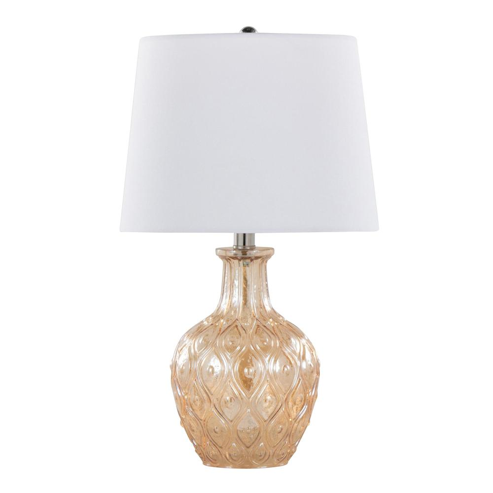 Beige Gloria Round 20" Glass Accent Lamp - Set of 2. Picture 3