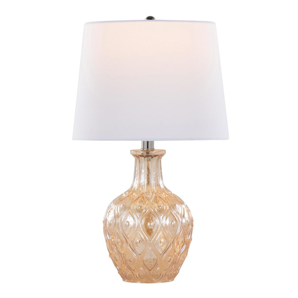 Beige Gloria Round 20" Glass Accent Lamp - Set of 2. Picture 2