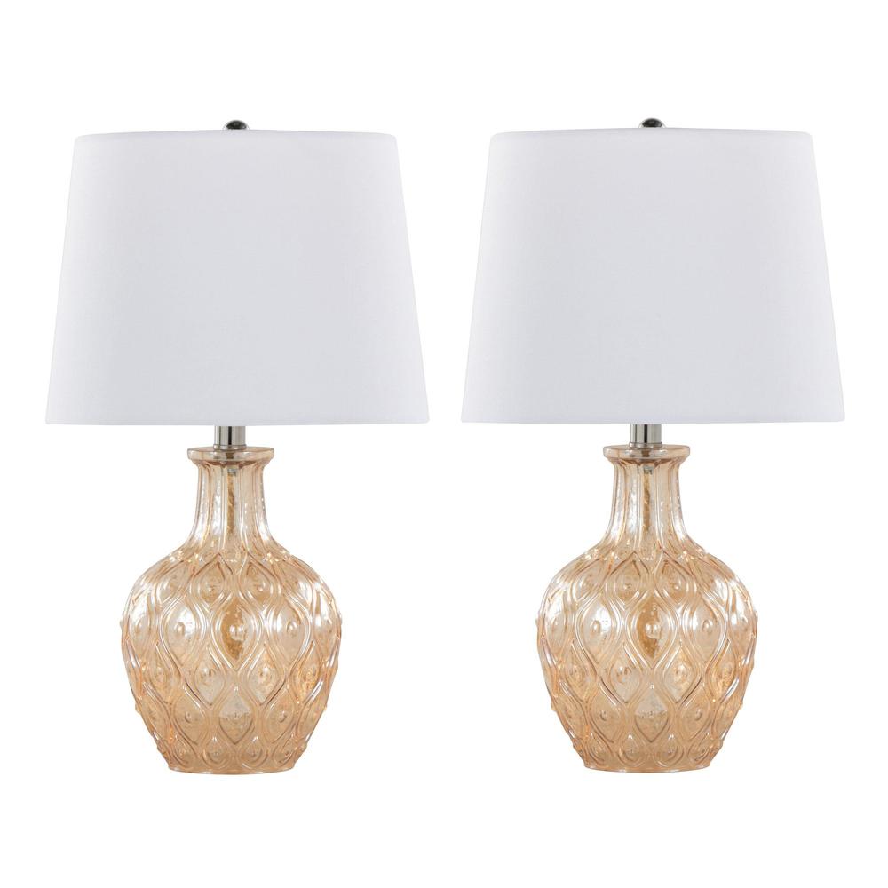 Beige Gloria Round 20" Glass Accent Lamp - Set of 2. Picture 1