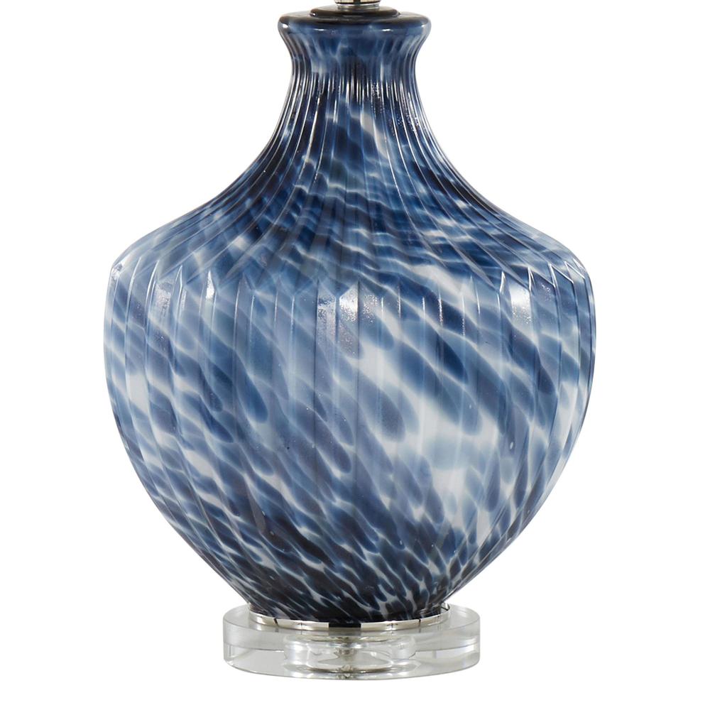 Blue Lotus 27" Glass Table Lamp - Set of 2. Picture 4
