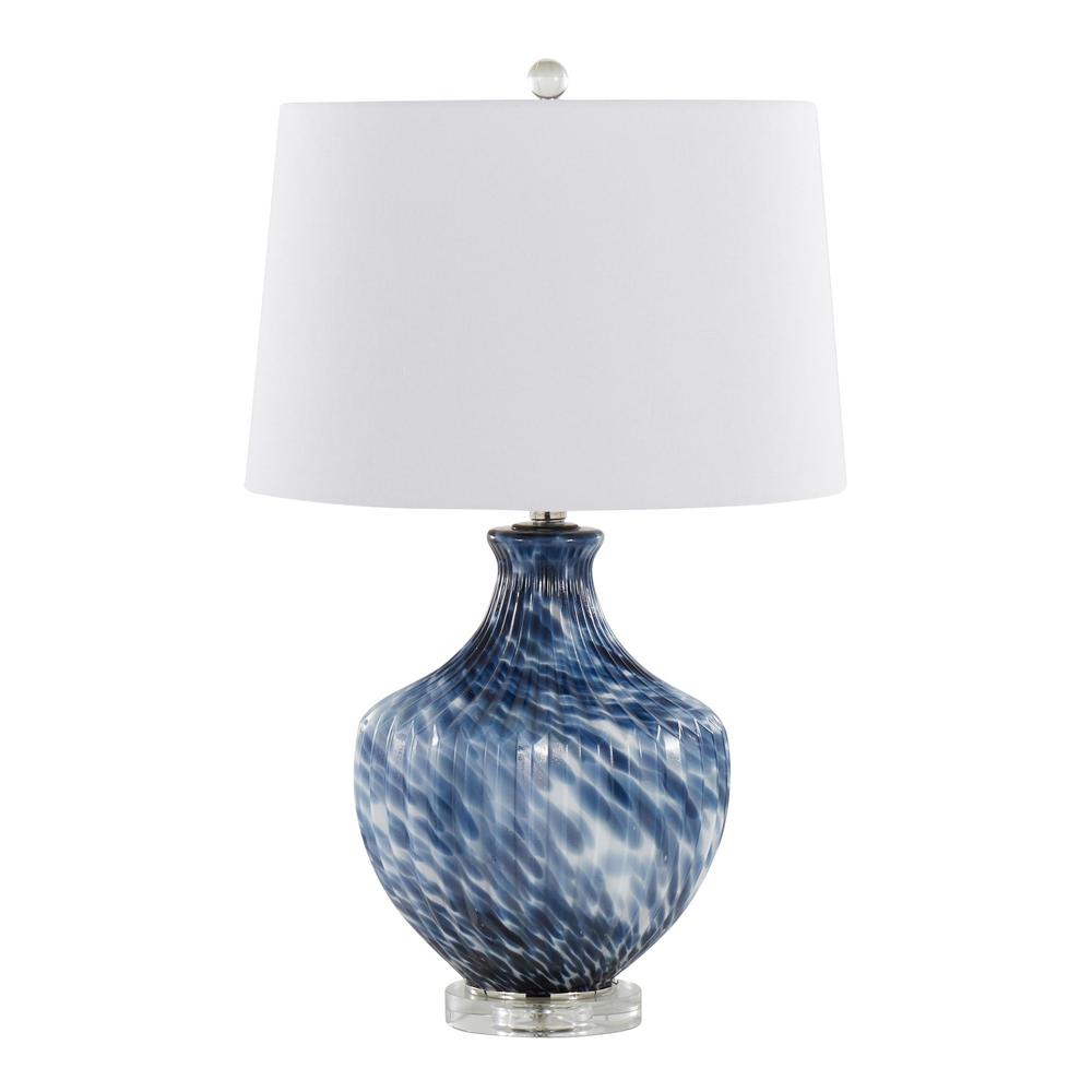 Blue Lotus 27" Glass Table Lamp - Set of 2. Picture 2